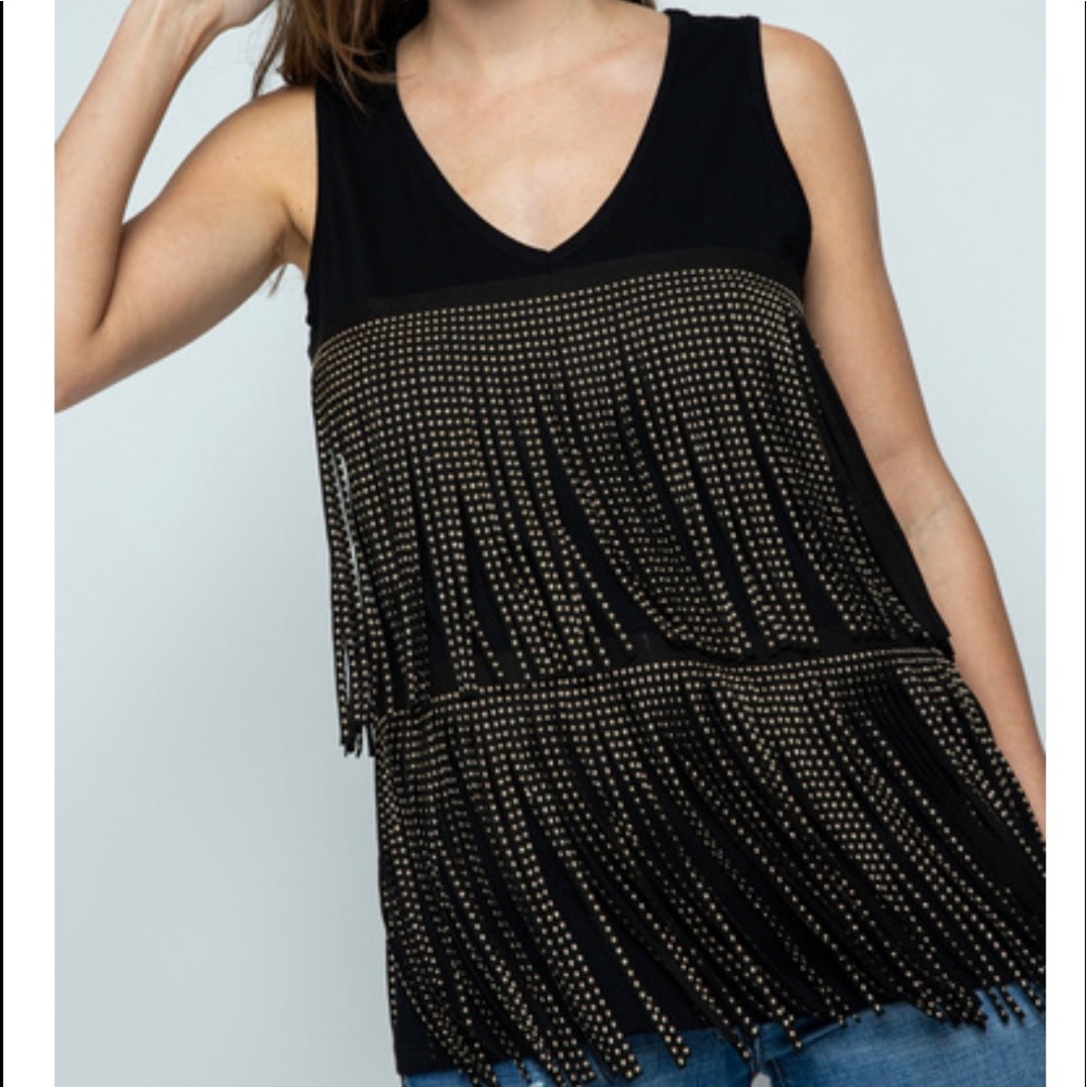 New With Tags Vocal Fringe Tank Black